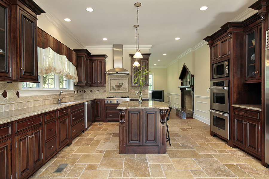 a kitchen with clean tiles