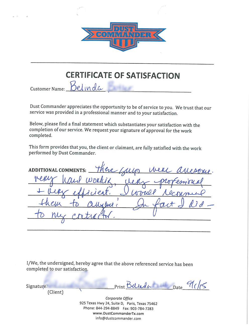 Ceramic Tile Removal Testimonial by Belinda in Hurst, TX