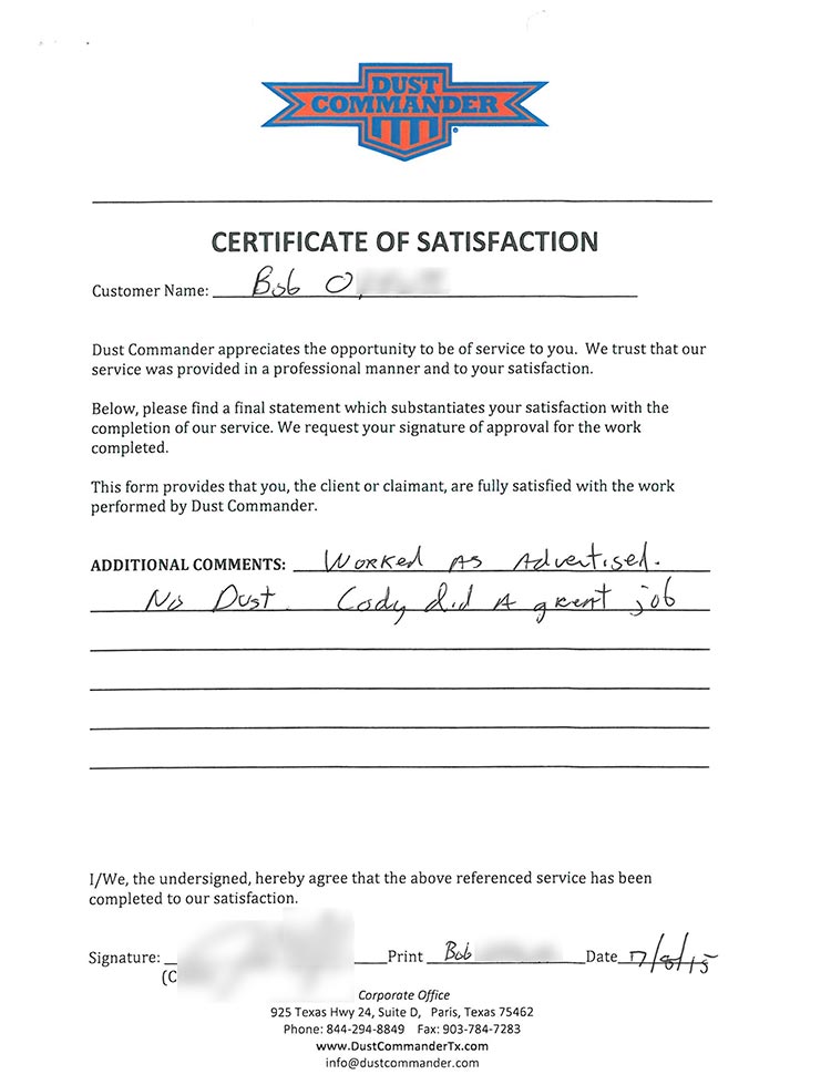 Ceramic Tile Removal Testimonial from Bob in Grapevine, TX 