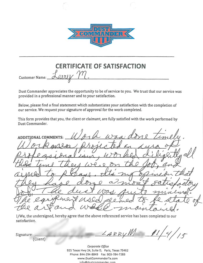 Tile and Wood Removal Testimonial by Larry in Bonham, TX